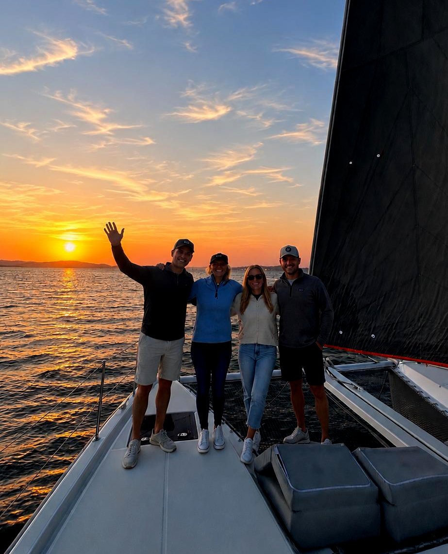 Guests aboard a yacht in Sausalito harbor